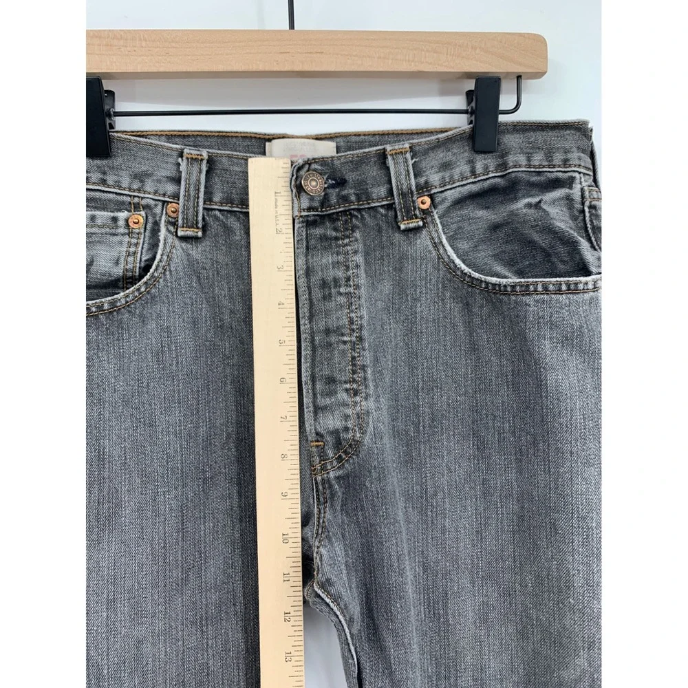 Vintage Levi 501 Jeans Mens 32x32 Black Gray Button Fly Raw Hem Y2K (Tag 33x32)